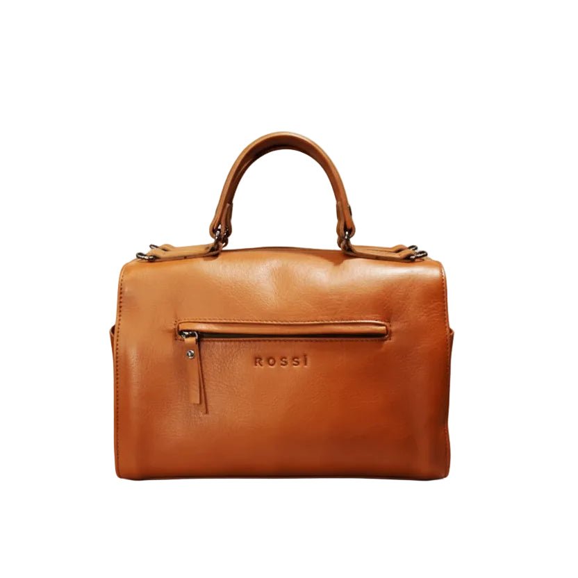 Borsa con manici in pelle tamponata Bruno Rossi R343/M Brandy - Pelletteria Allegrini