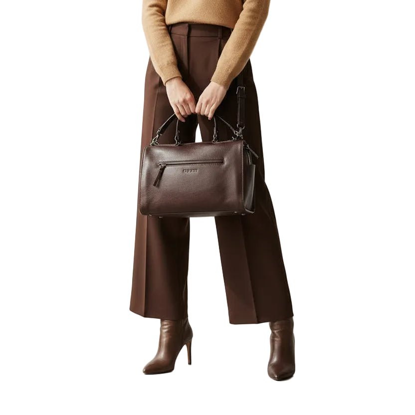 Borsa con manici in pelle tamponata Bruno Rossi R343/M Caffè - Pelletteria Allegrini