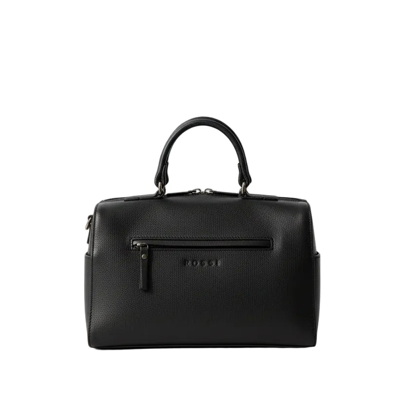 Borsa con manici in pelle tamponata Bruno Rossi R343/M Nero - Pelletteria Allegrini