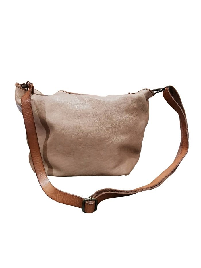 Borsa con tracolla e doppi manici in pelle Pelletteria Allegrini Filippo 1615 Beige - Pelletteria Allegrini