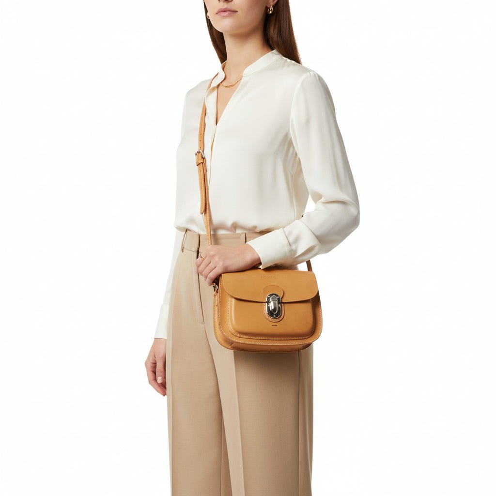 Borsa con tracolla in pelle Boldrini 07186 Naturale - Pelletteria Allegrini