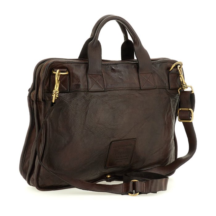 Borsa da lavoro in pelle Campomaggi C014620ND X0001 testa di moro - Pelletteria Allegrini