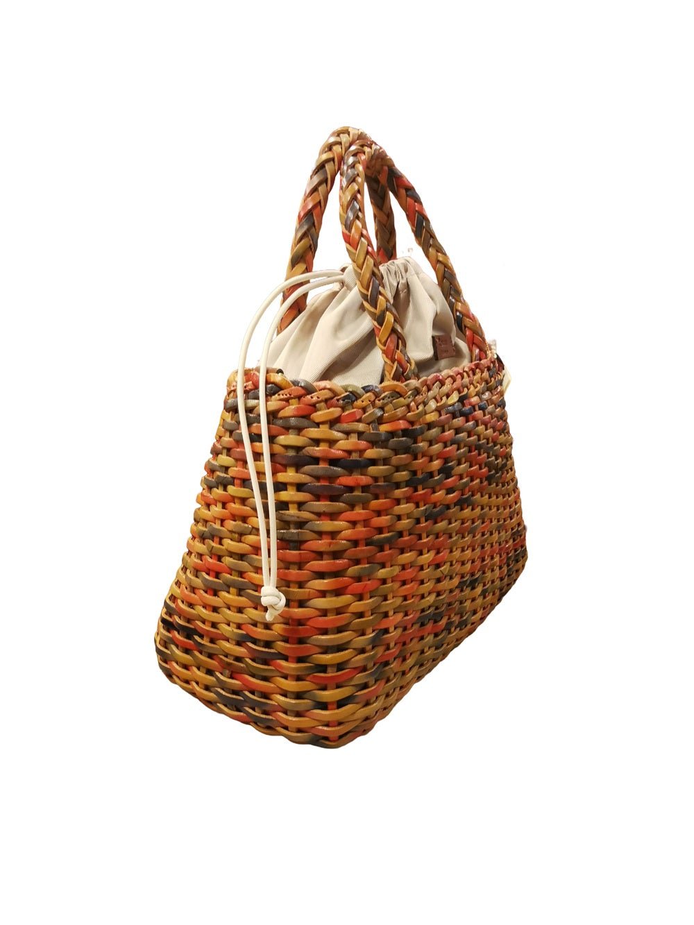 Borsa grande con doppi manici e tracolla in pelle intrecciata Bruno Rossi T5 Multicolor - Pelletteria Allegrini
