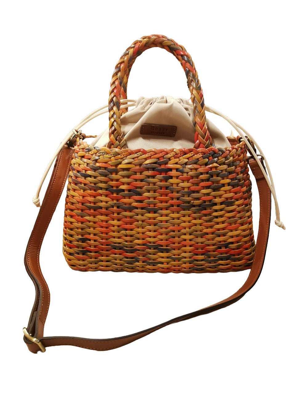 Borsa grande con doppi manici e tracolla in pelle intrecciata Bruno Rossi T5 Multicolor - Pelletteria Allegrini
