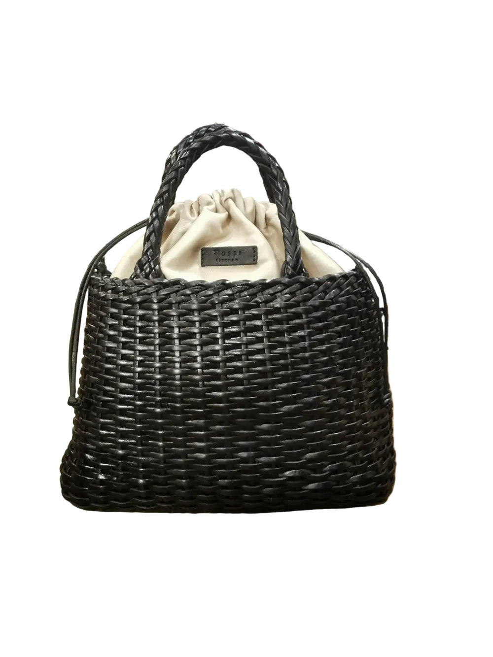 Borsa grande con doppi manici e tracolla, realizzata in pelle intrecciata. Made in Italy