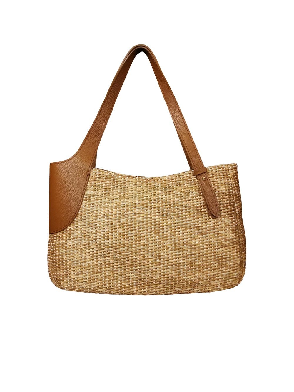 Borsa grande con due manici in pelle e rafia Bruno Rossi PA257 Corda - Pelletteria Allegrini