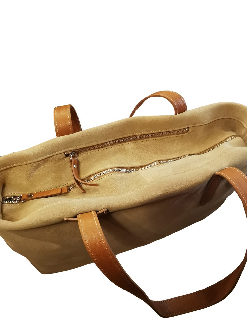 Borsa grande in pelle scamosciata Bruno Rossi C247 Biscotto - Pelletteria Allegrini