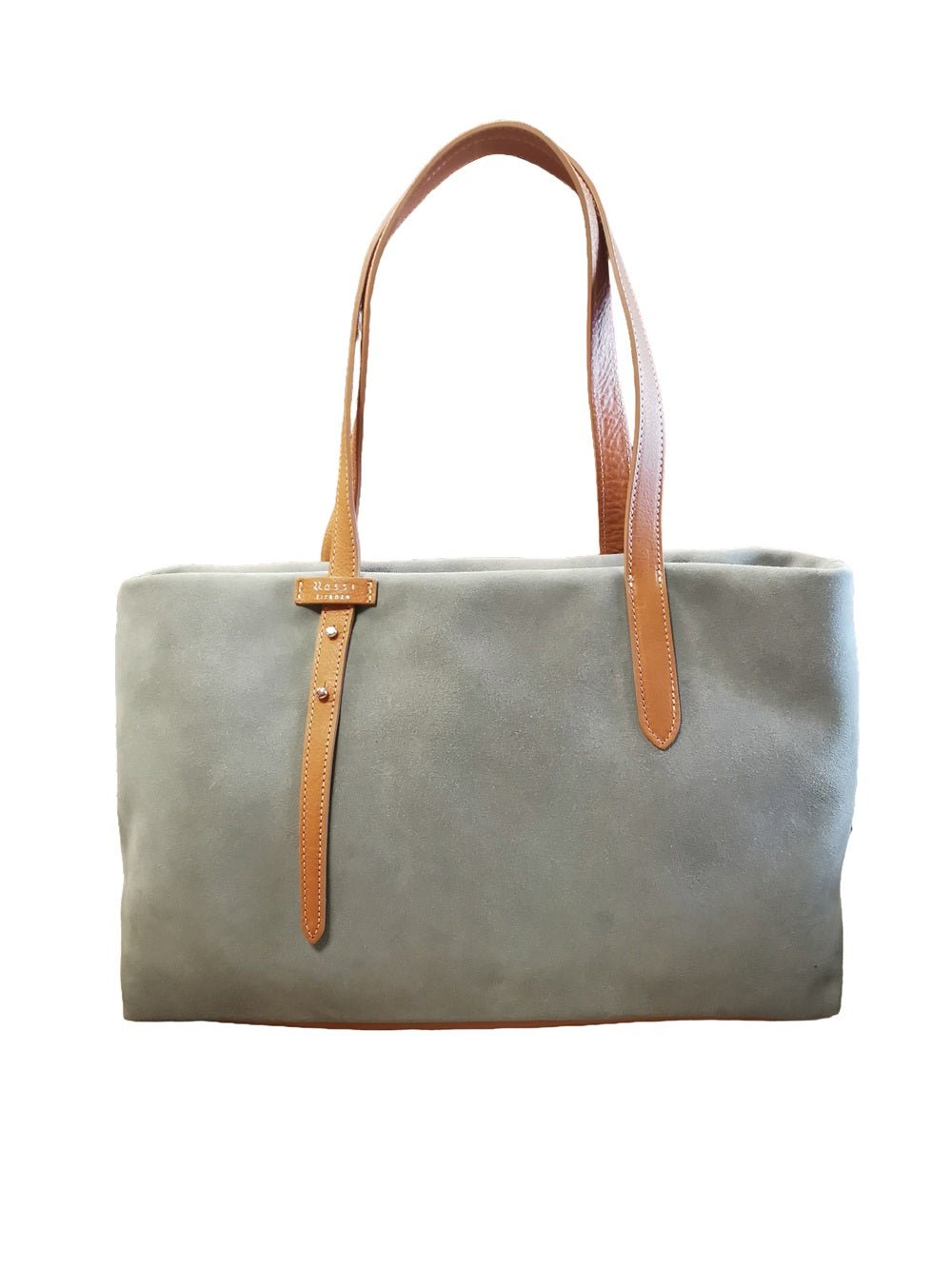Borsa grande in pelle scamosciata Bruno Rossi C247 Salvia - Pelletteria Allegrini