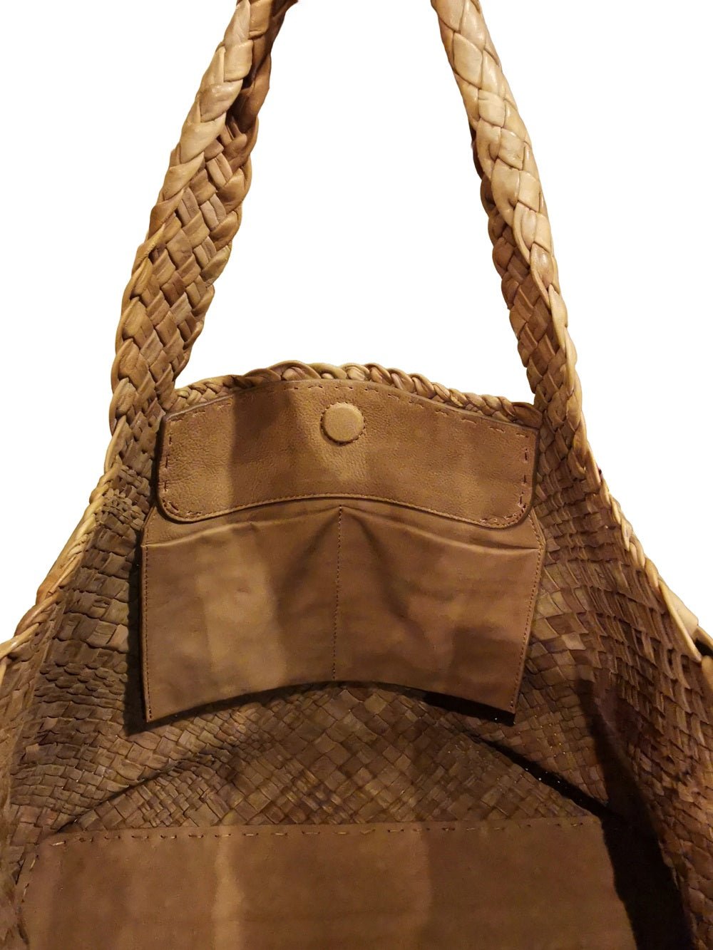 Borsa grande intrecciata Visonà DREAM 20291 Cognac - Pelletteria Allegrini