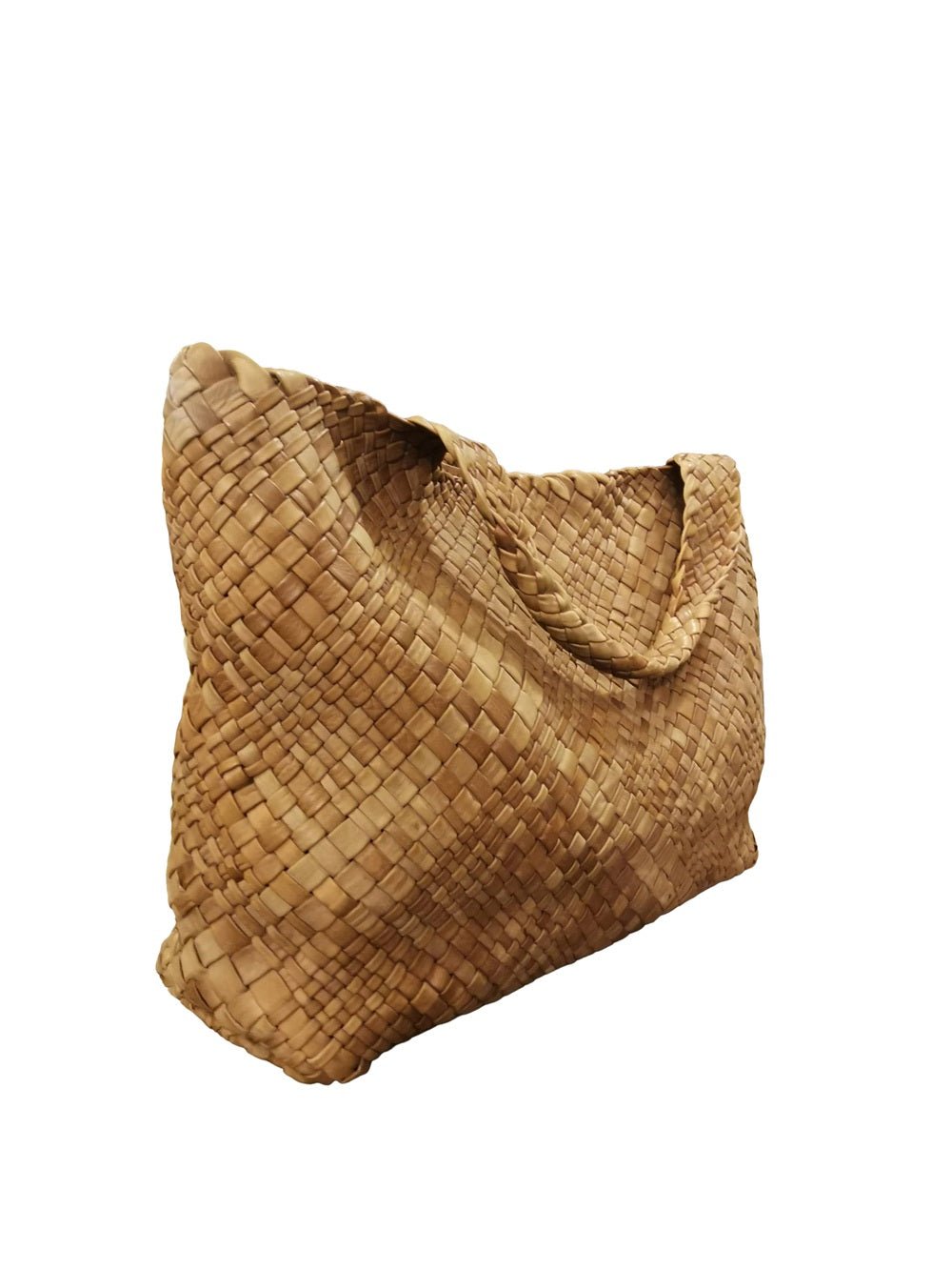 Borsa grande intrecciata Visonà DREAM 20291 Cognac - Pelletteria Allegrini
