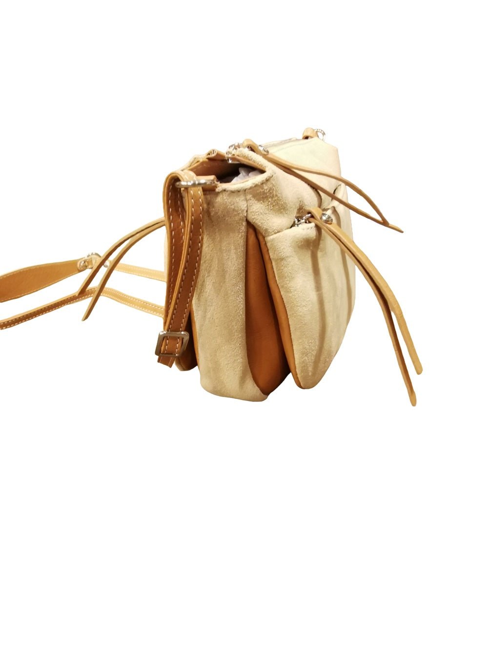 Borsa in camoscio con tracolla Bruno Rossi C240 Biscotto - Pelletteria Allegrini