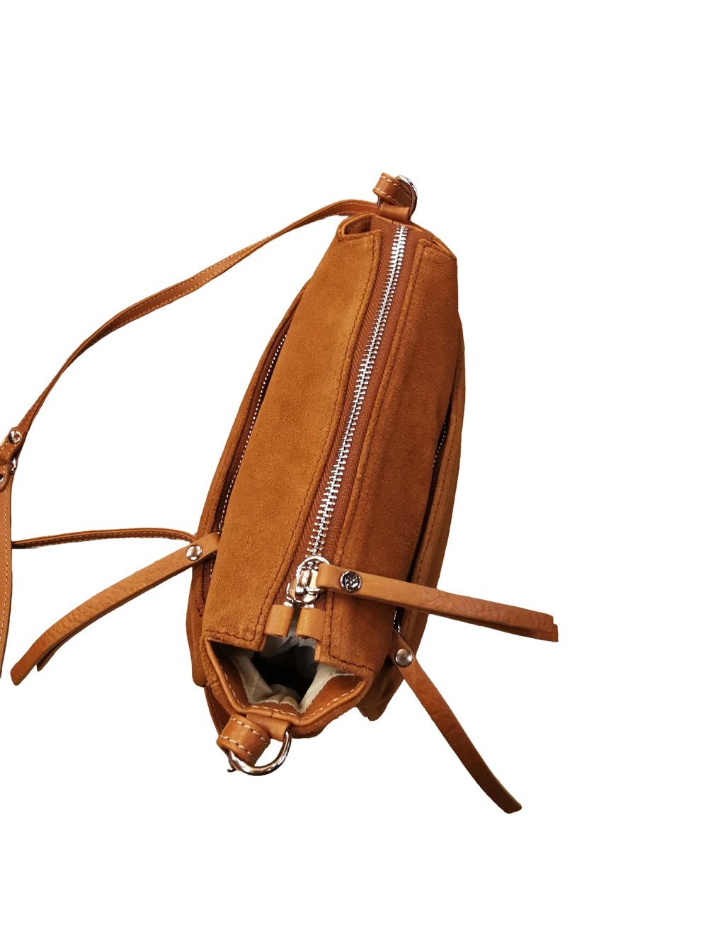 Borsa in camoscio con tracolla Bruno Rossi C240 Cuoio - Pelletteria Allegrini