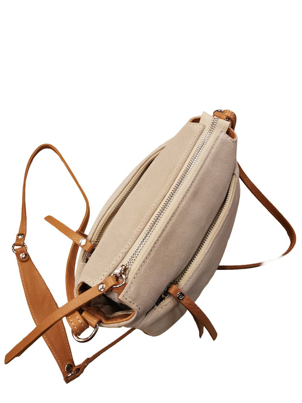 Borsa in camoscio con tracolla Bruno Rossi C240 Panna - Pelletteria Allegrini