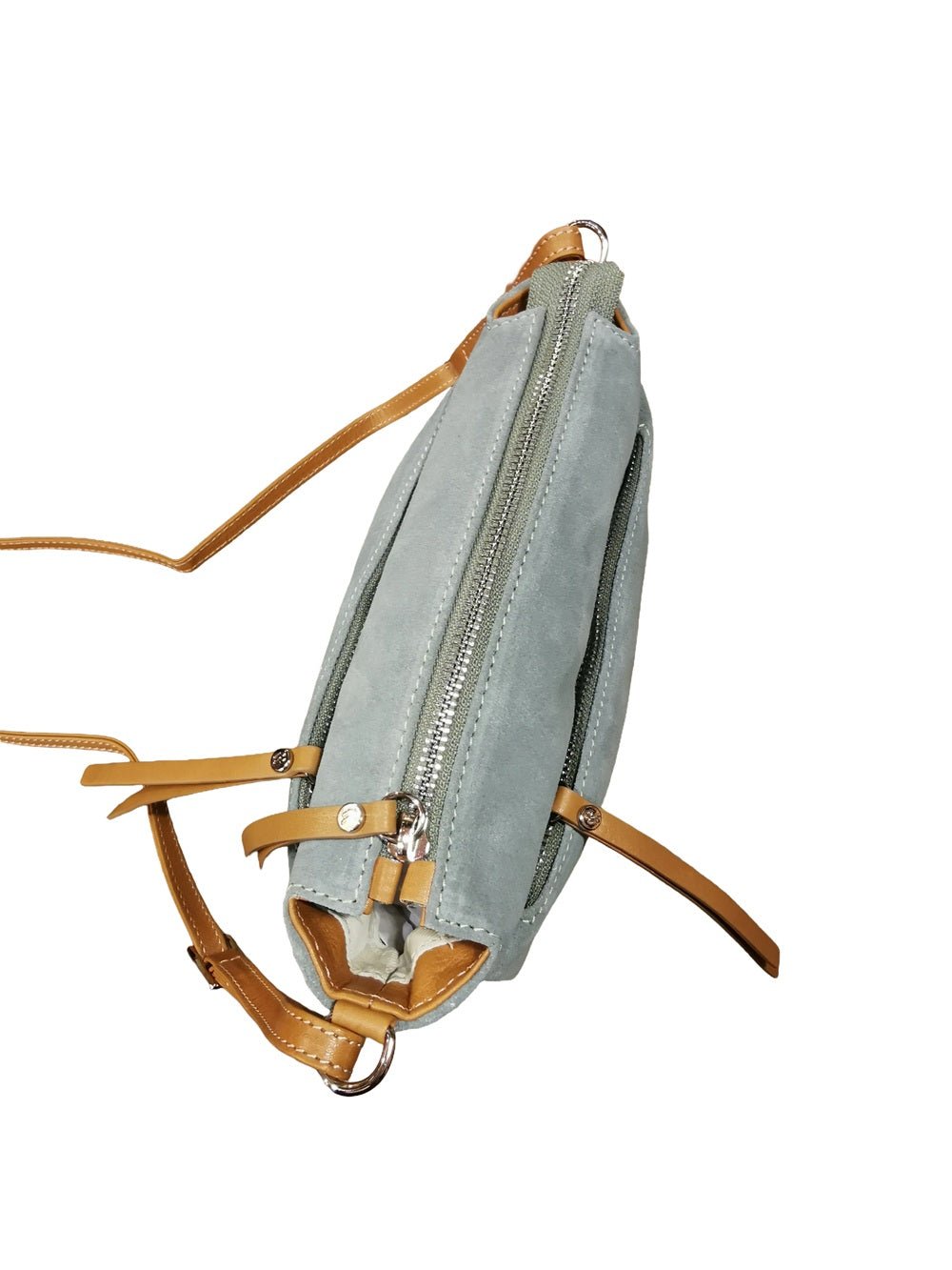 Borsa in camoscio con tracolla Bruno Rossi C240 Salvia - Pelletteria Allegrini