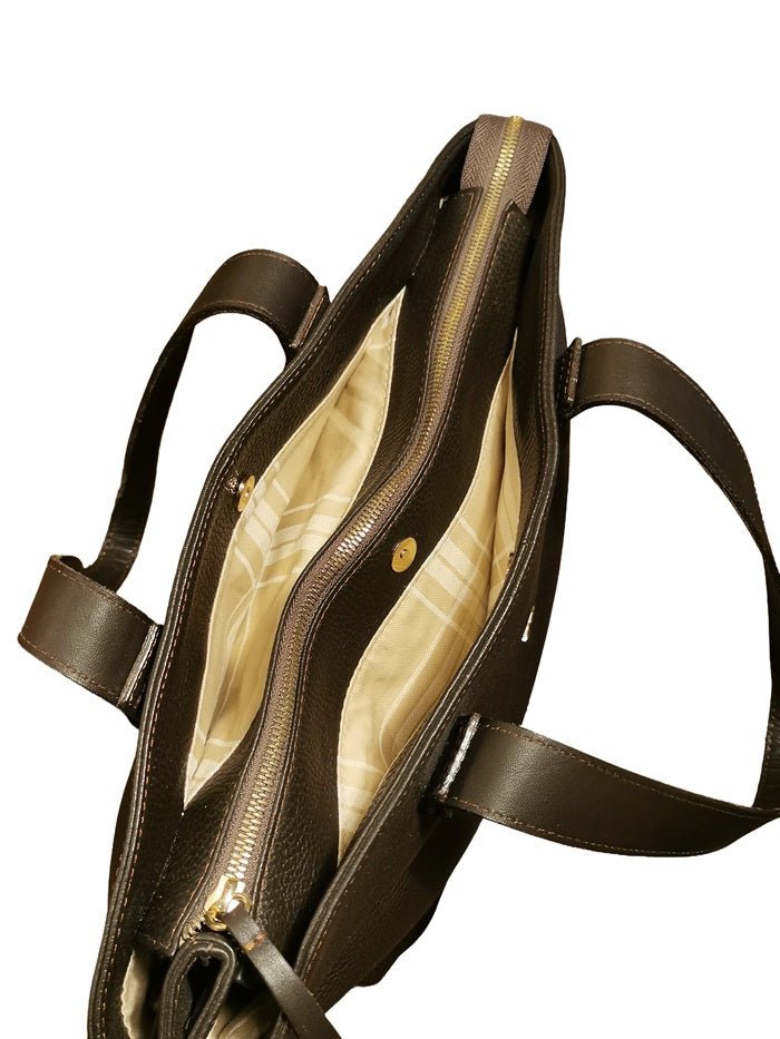 Borsa in pelle con doppi manici Bruno Rossi ML193 Caffè - Pelletteria Allegrini