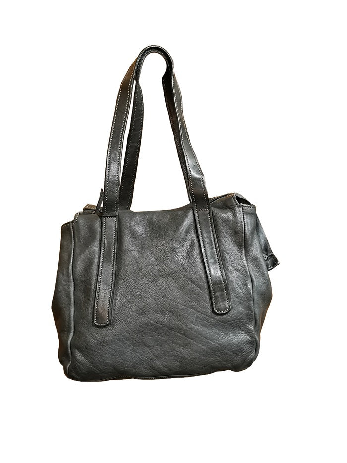 Borsa in pelle con manici e tracolla Pelletteria Allegrini Filippo 1646 Nero - Pelletteria Allegrini