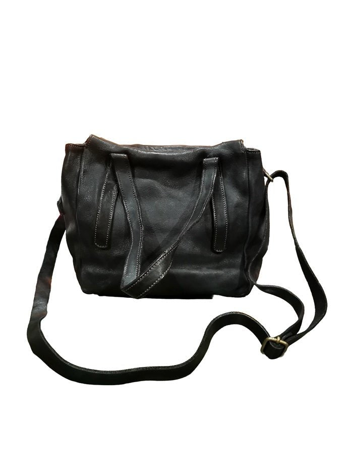 Borsa in pelle con manici e tracolla Pelletteria Allegrini Filippo 1646 Nero - Pelletteria Allegrini