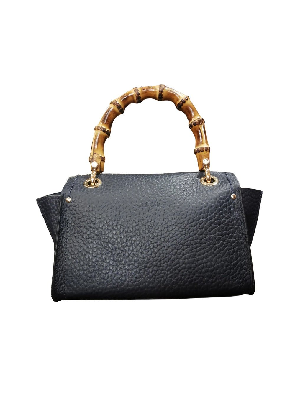 Borsa in pelle con manico bamboo Visonà 20149 pacifico - Pelletteria Allegrini