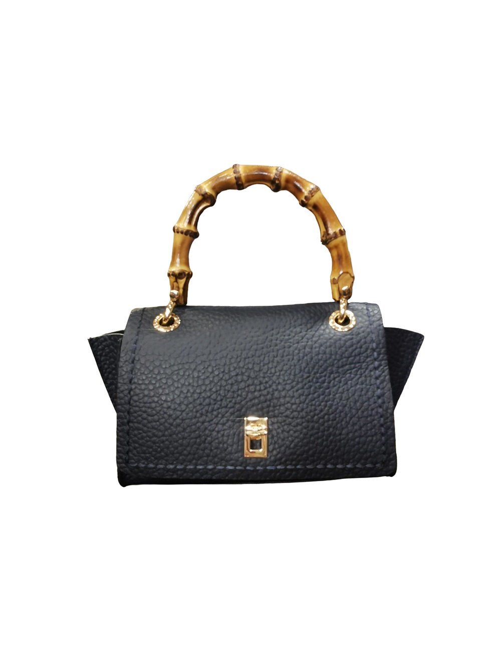 Borsa in pelle con manico bamboo Visonà 20149 pacifico - Pelletteria Allegrini