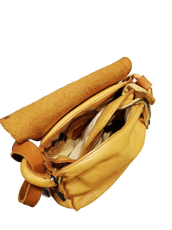 Borsa in pelle con patta e borchie Pelletteria Allegrini Filippo 1647 Giallo - Pelletteria Allegrini