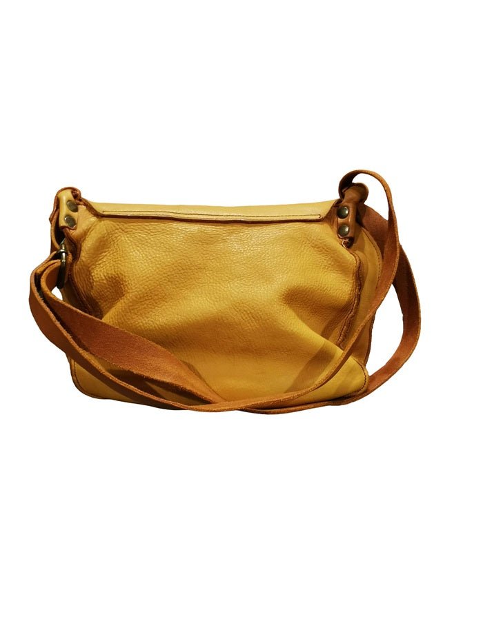 Borsa in pelle con patta e borchie Pelletteria Allegrini Filippo 1647 Giallo - Pelletteria Allegrini