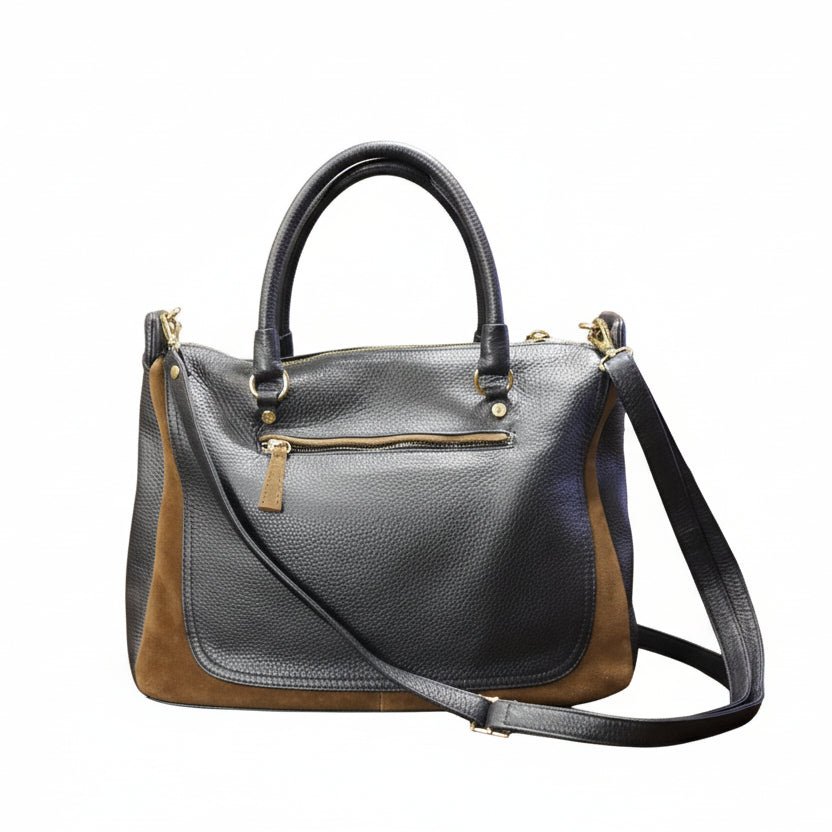 Borsa in pelle e camoscio Bruno Rossi C26/G Oceano/Caffè - Pelletteria Allegrini
