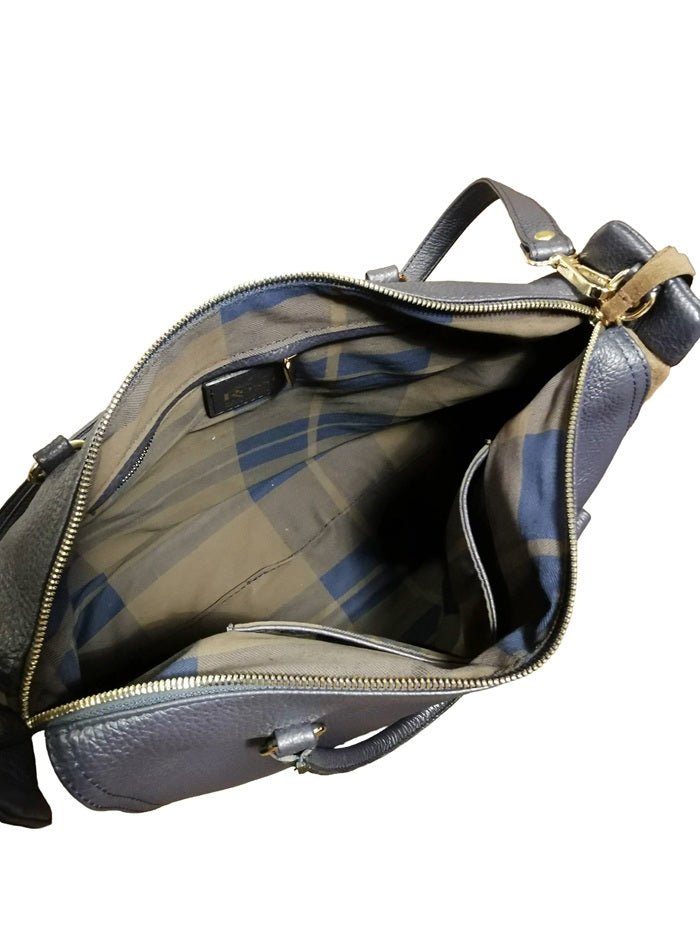 Borsa in pelle e camoscio Bruno Rossi C26/G Oceano/Caffè - Pelletteria Allegrini