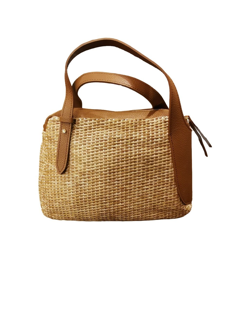 Borsa in pelle e rafia con manici e tracolla Bruno Rossi PA256 Corda - Pelletteria Allegrini