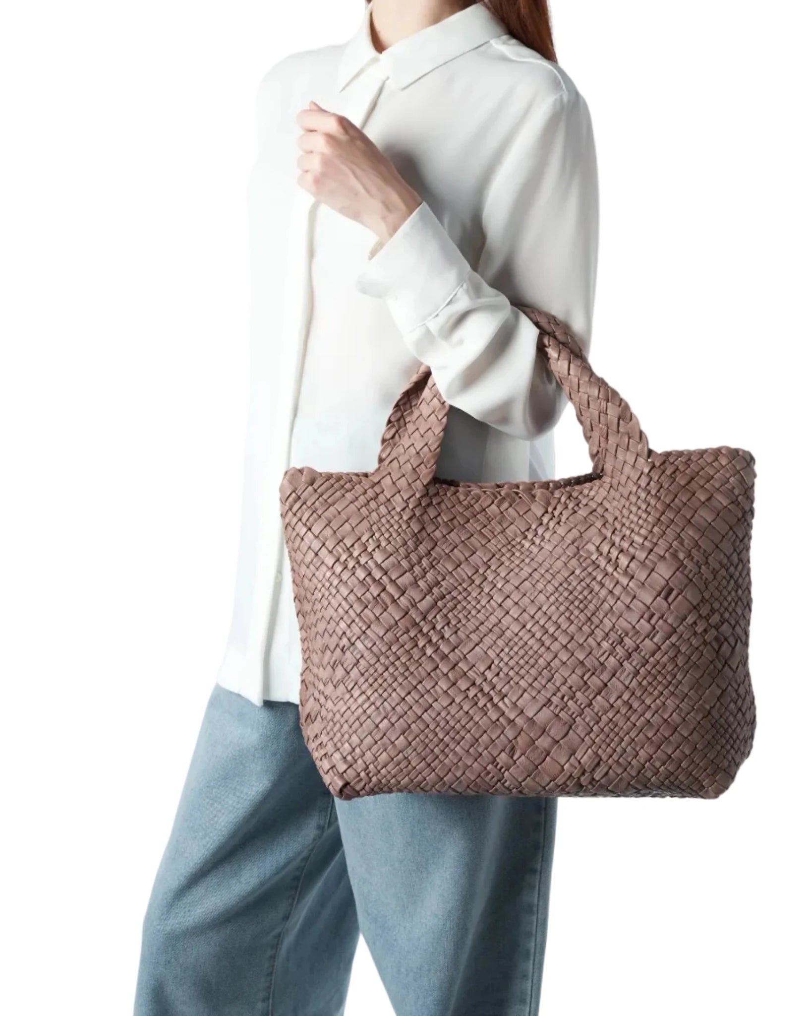 Borsa in pelle intrecciata Visonà 20316 Mauve - Pelletteria Allegrini