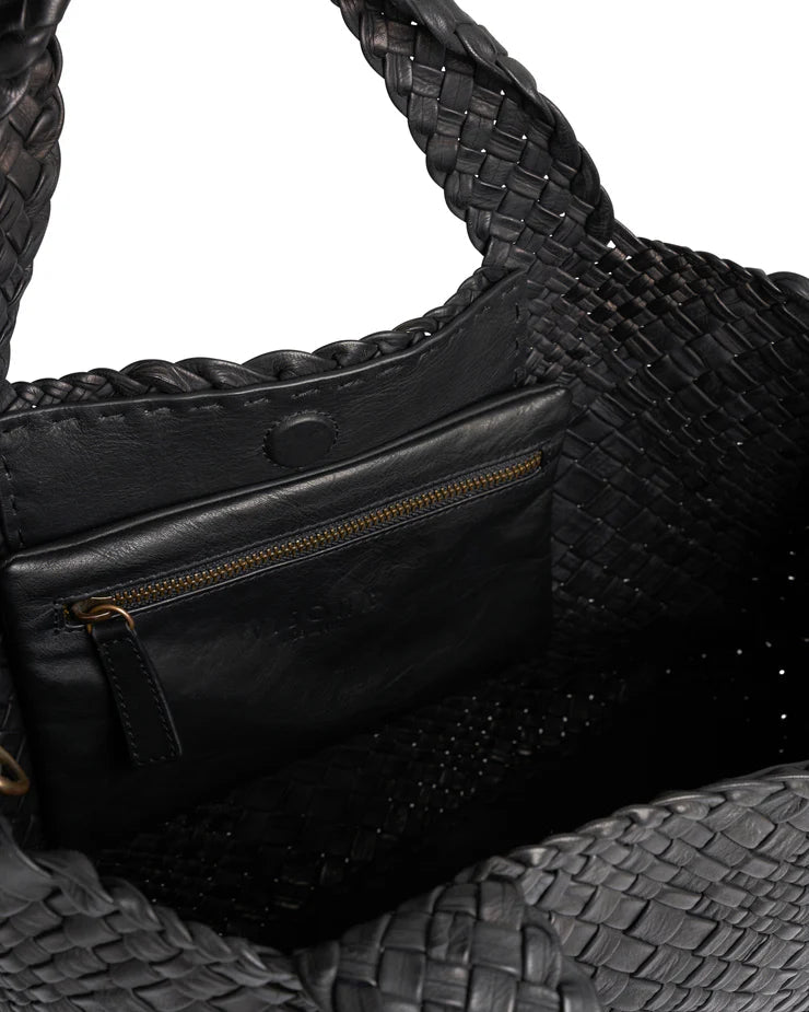 Borsa in pelle intrecciata Visonà 20316 Nero - Pelletteria Allegrini