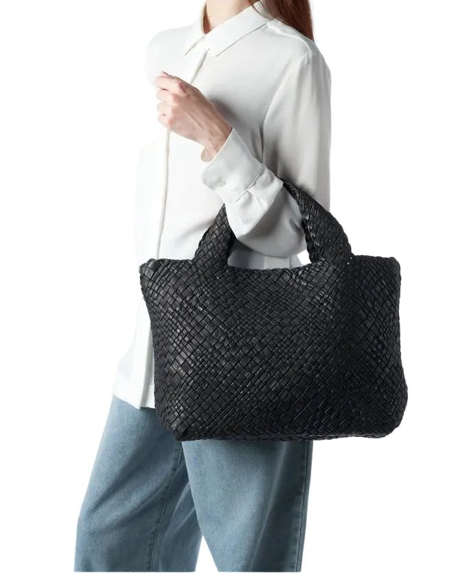 Borsa in pelle intrecciata Visonà 20316 Nero - Pelletteria Allegrini