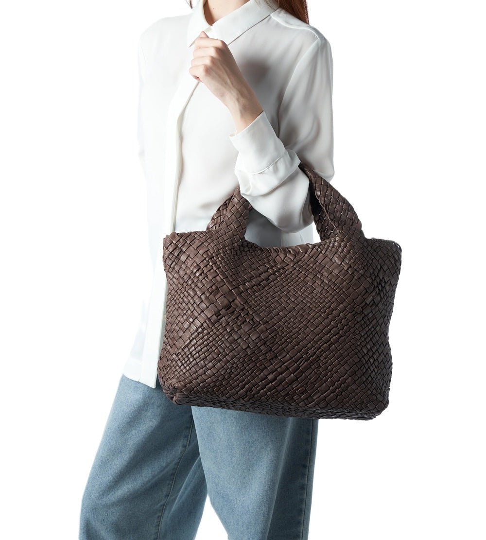 Borsa in pelle intrecciata Visonà 20316 Testa di moro - Pelletteria Allegrini