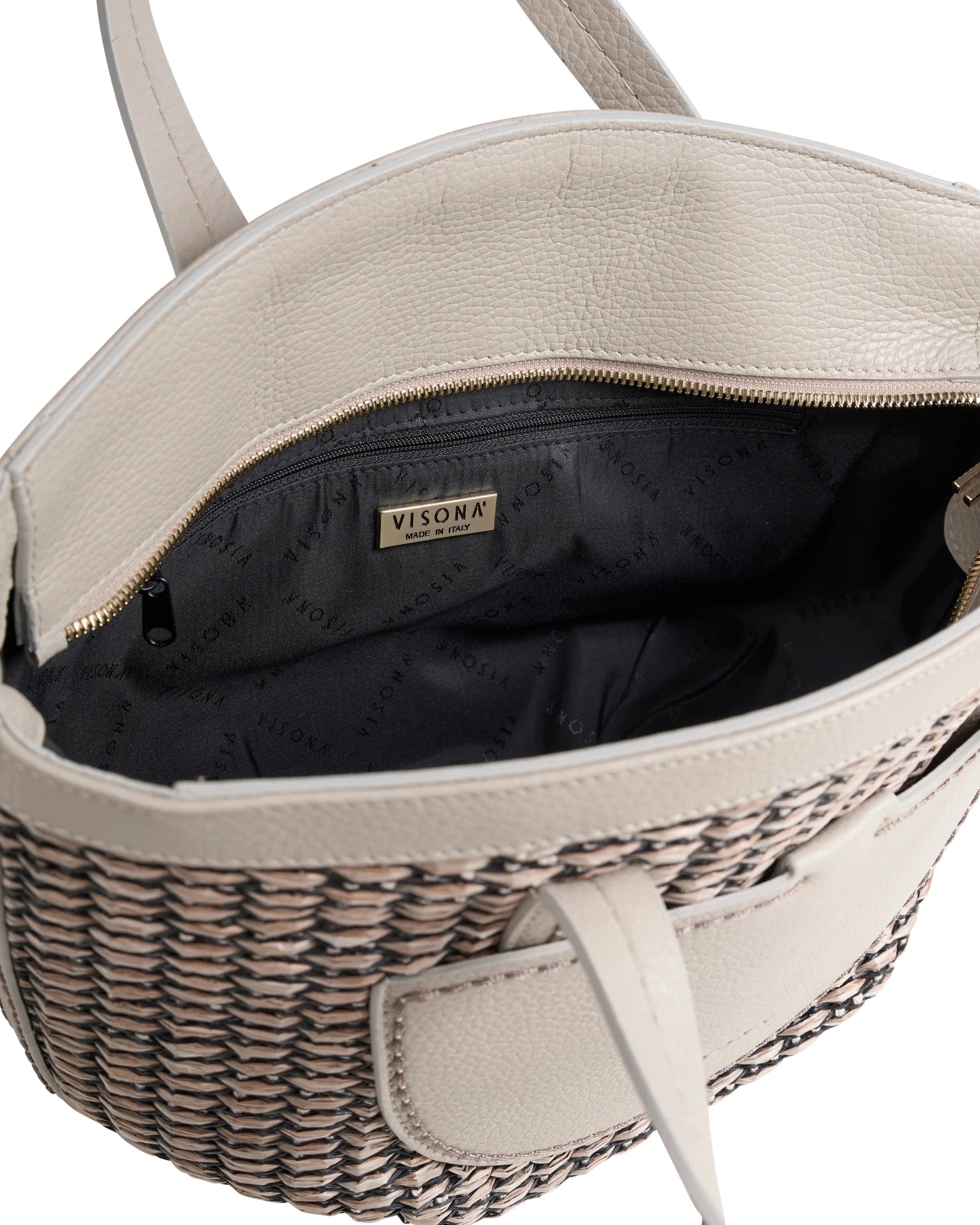 Borsa in raffia e pelle Visonà 26331 Argilla - Pelletteria Allegrini