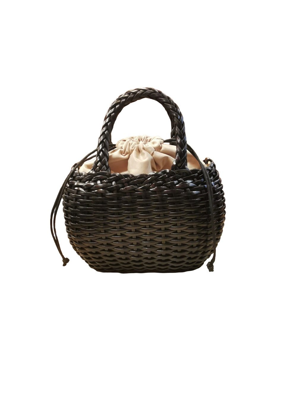 Borsa media con doppi manici in pelle intrecciata Bruno Rossi T3 Nero - Pelletteria Allegrini