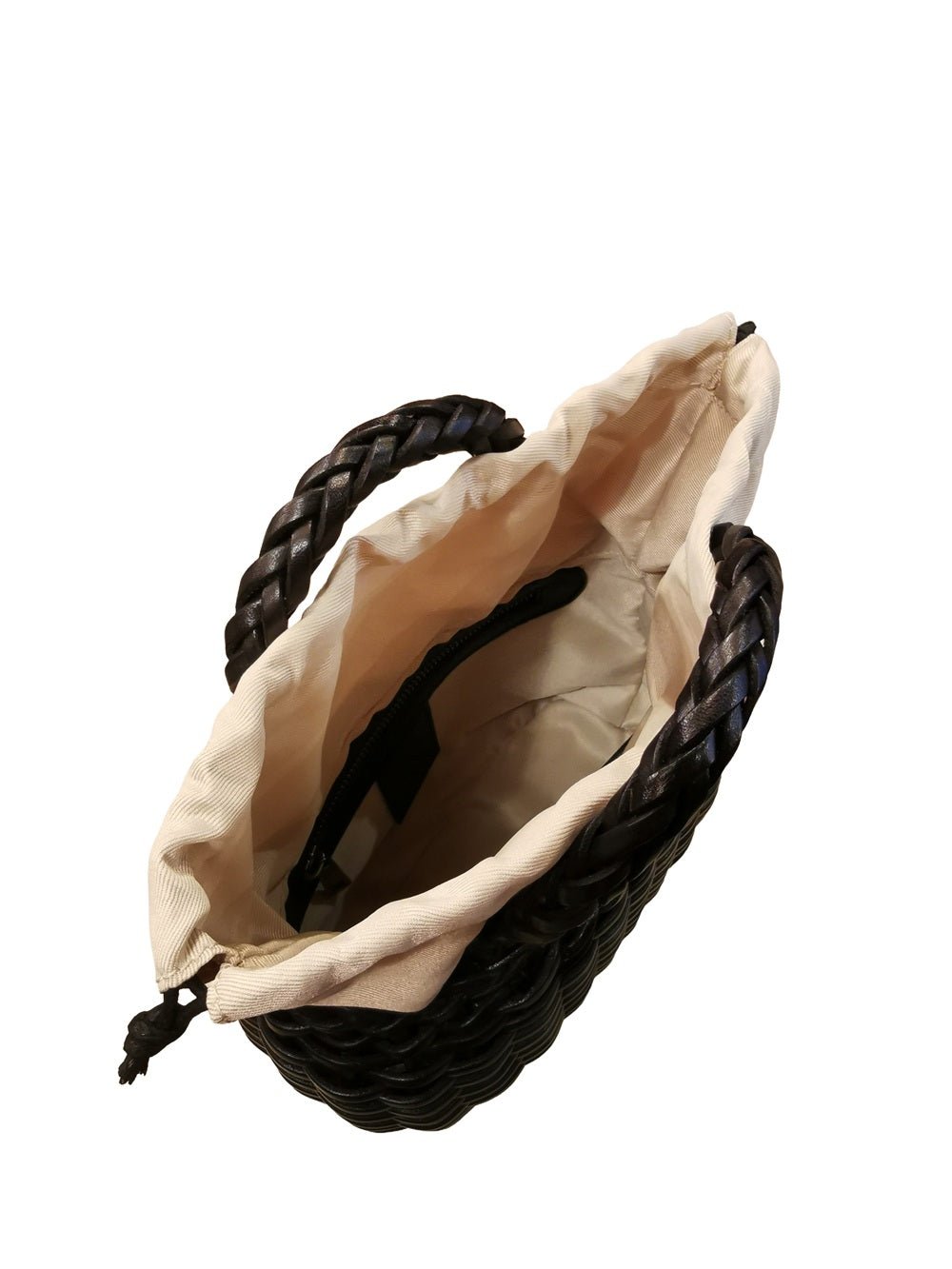 Borsa media con doppi manici in pelle intrecciata Bruno Rossi T3 Nero - Pelletteria Allegrini