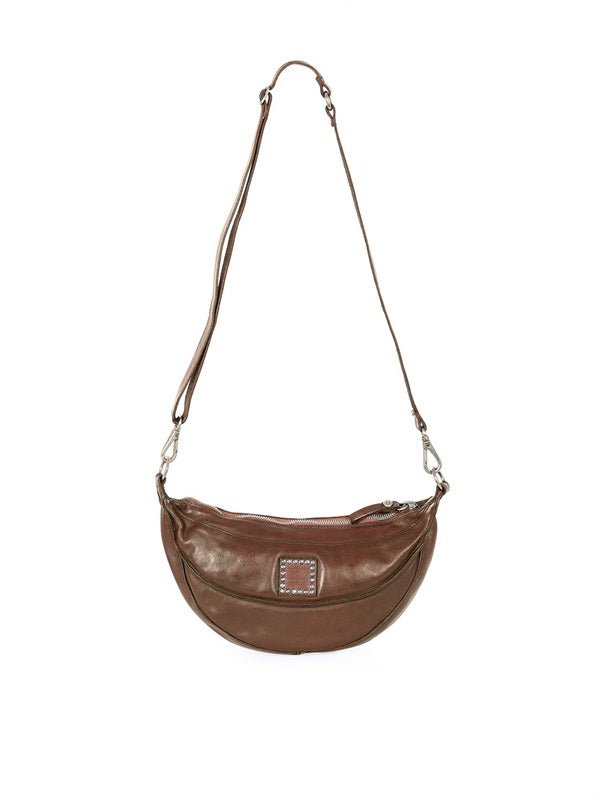 Borsa mezzaluna piccola in pelle Campomaggi C040210ND X0001 testa di moro - Pelletteria Allegrini