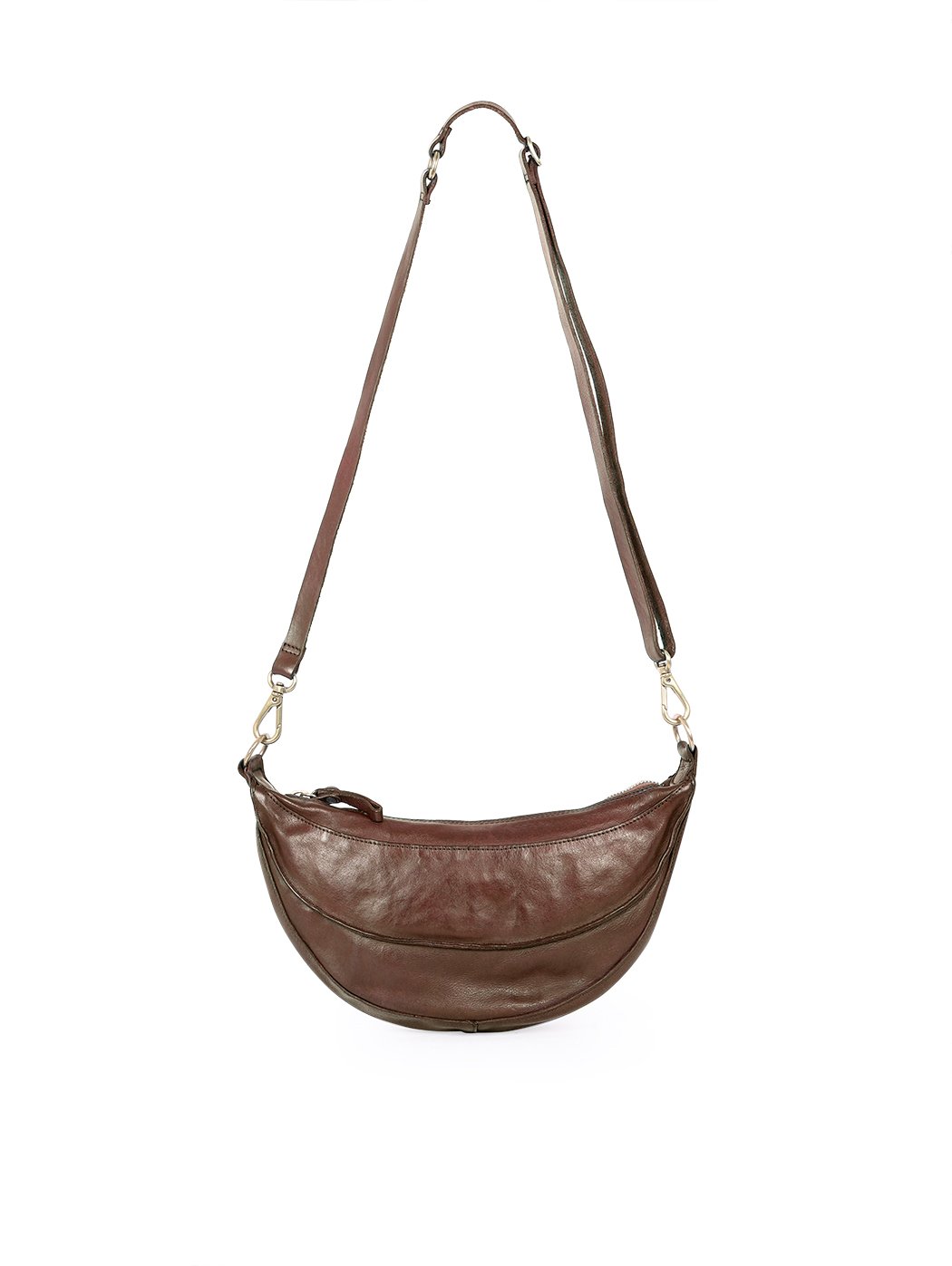 Borsa mezzaluna piccola in pelle Campomaggi C040210ND X0001 testa di moro - Pelletteria Allegrini