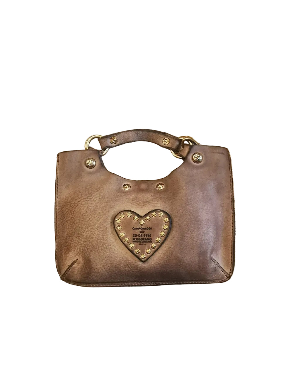 Small Crossbody Leather Bag with heart Campomaggi C034580ND-X3140 Cement