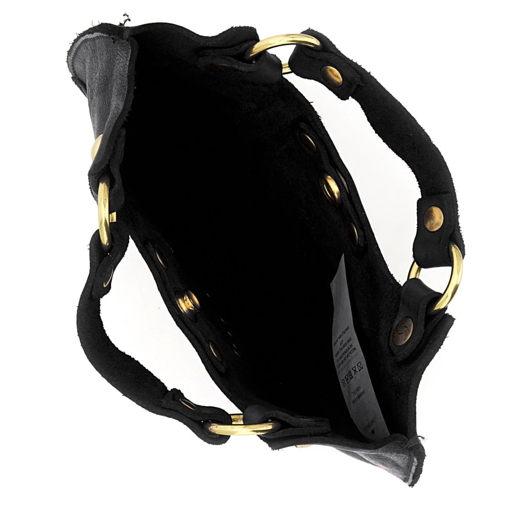 Small Crossbody Leather Bag with heart Campomaggi C034580ND-X3140 Black