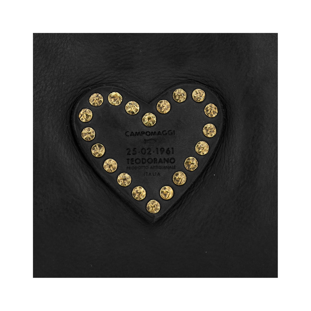 Small Crossbody Leather Bag with heart Campomaggi C034580ND-X3140 Black