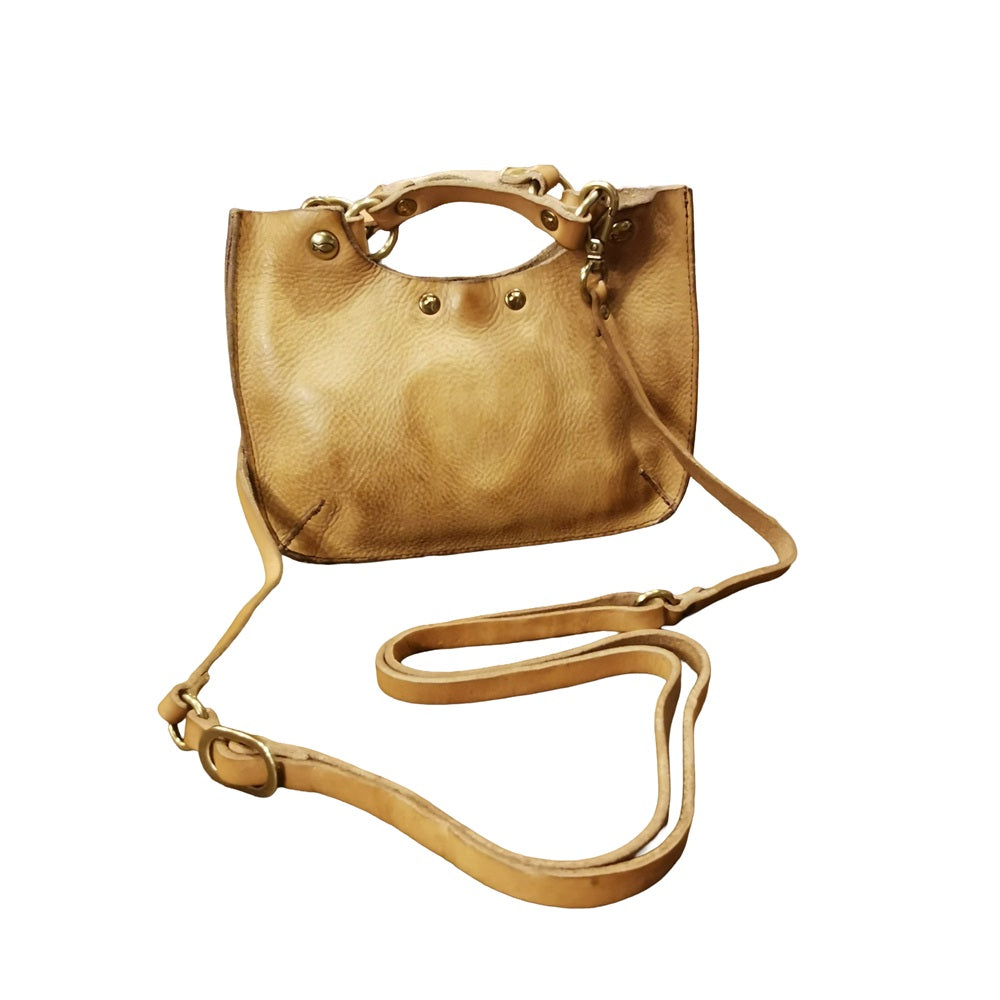 Borsa piccola a tracolla in pelle con cuore Campomaggi C034580ND-X3140 Nocciola