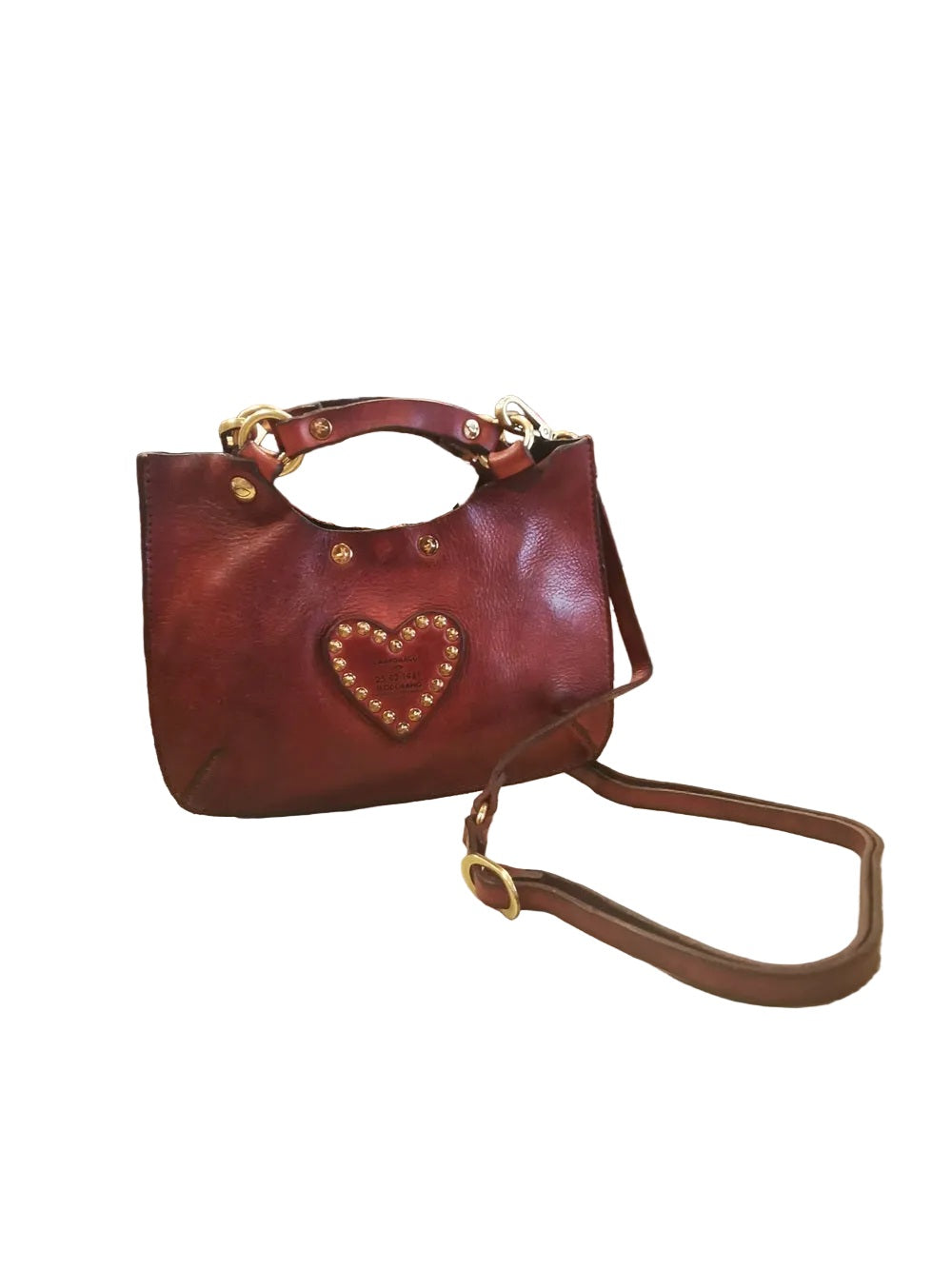 Small Crossbody Leather Bag with heart Campomaggi C034580ND-X3140 Grape