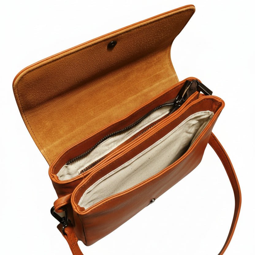 Borsa piccola in pelle Bruno Rossi R219 Brandy - Pelletteria Allegrini