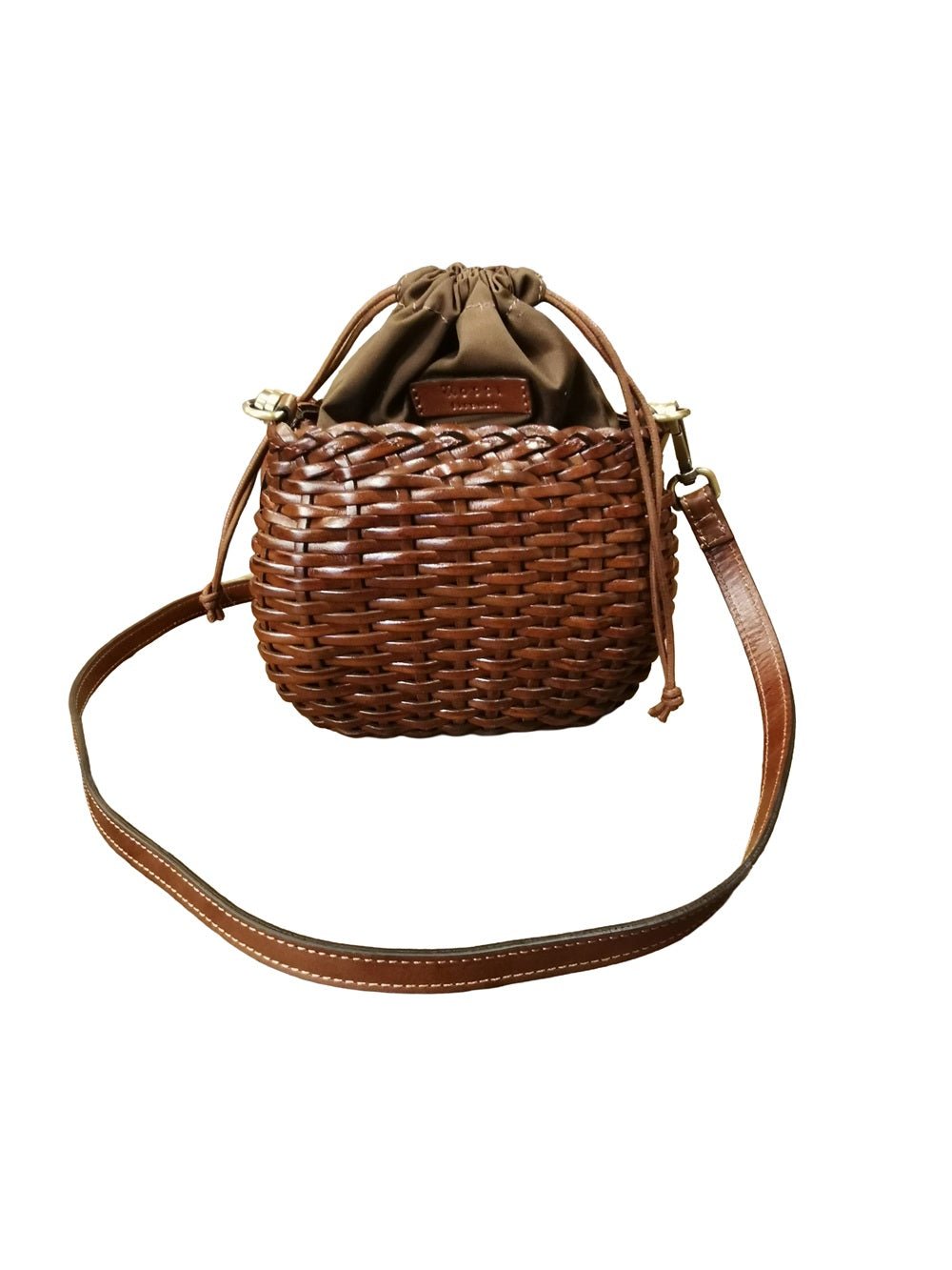 Borsa piccola in pelle intrecciata Bruno Rossi T1 Caffè - Pelletteria Allegrini