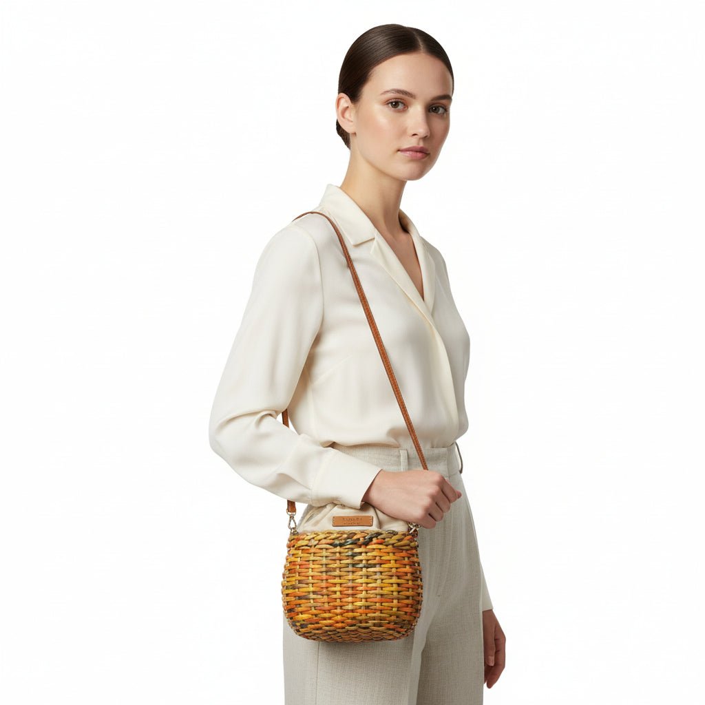 Borsa piccola in pelle intrecciata Bruno Rossi T1 Multicolor - Pelletteria Allegrini