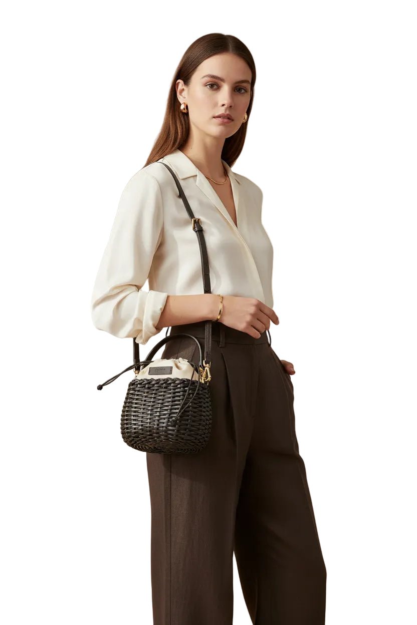 Borsa piccola in pelle intrecciata Bruno Rossi T1 Nero - Pelletteria Allegrini