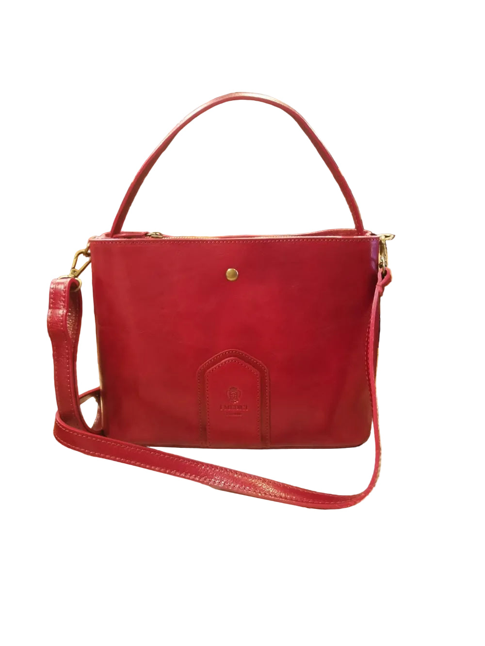 Borsa shopper in cuoio rigido, con manico fisso e tracolla staccabile e regolabile. Made in Italy