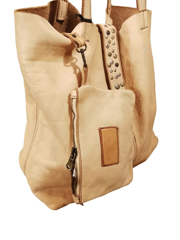 Borsa shopper in pelle Pelletteria Allegrini Filippo 1039 Beige - Pelletteria Allegrini