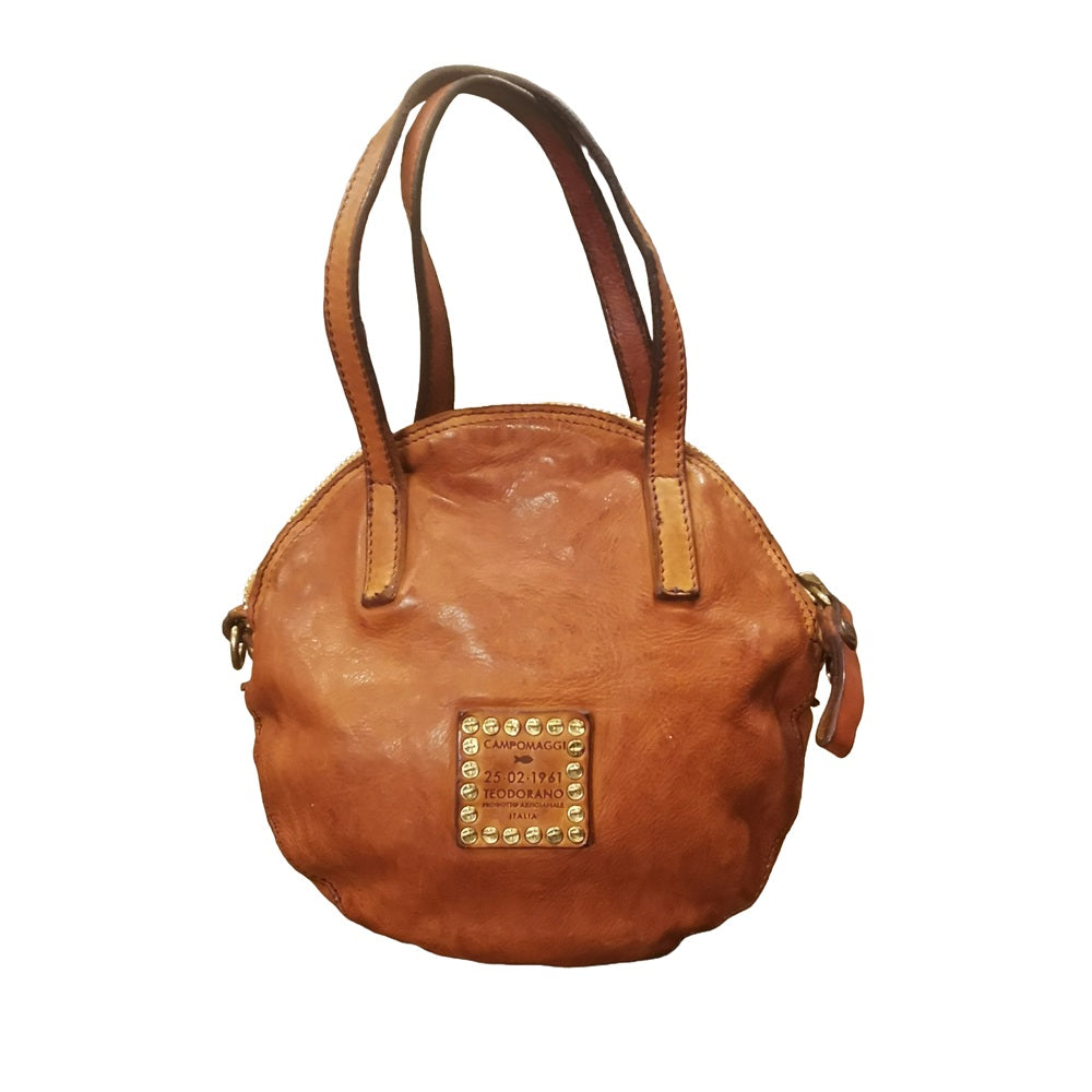 Round bag with medals and studs Campomaggi C016140ND-X3136 Cognac