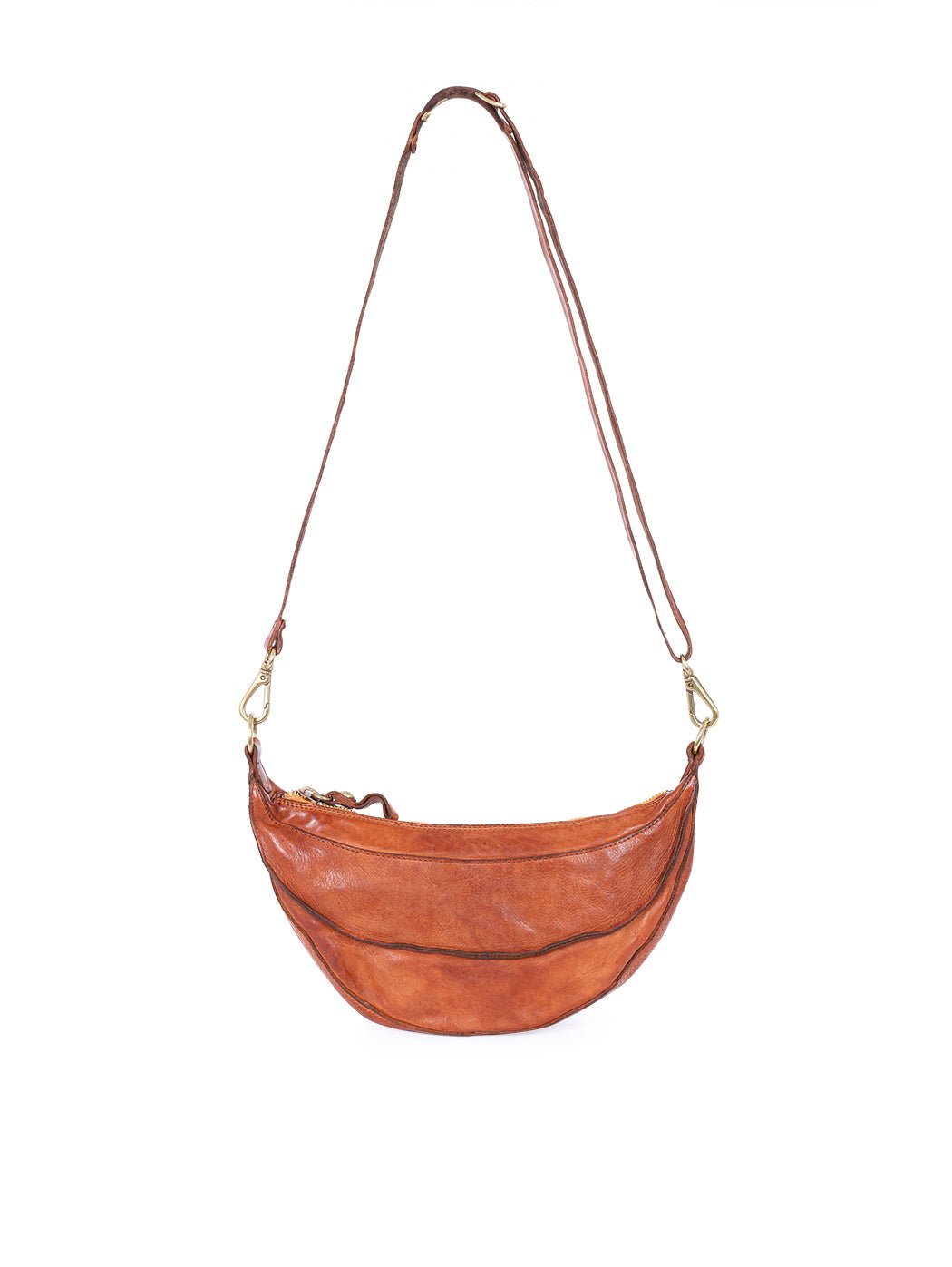 Borsa/Marsupio mezzaluna grande in pelle Campomaggi C040240ND X0001 cognac - Pelletteria Allegrini